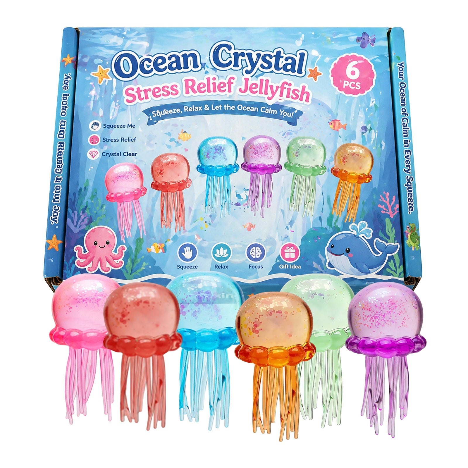 6 Pack Jellyfish OR Rabbit Squishy Gift Box Set