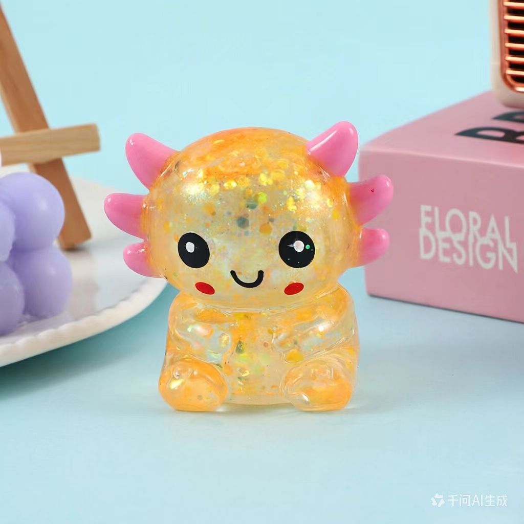 Sequin Axolotl Squishy Slow Rebound Stress Relief Toy
