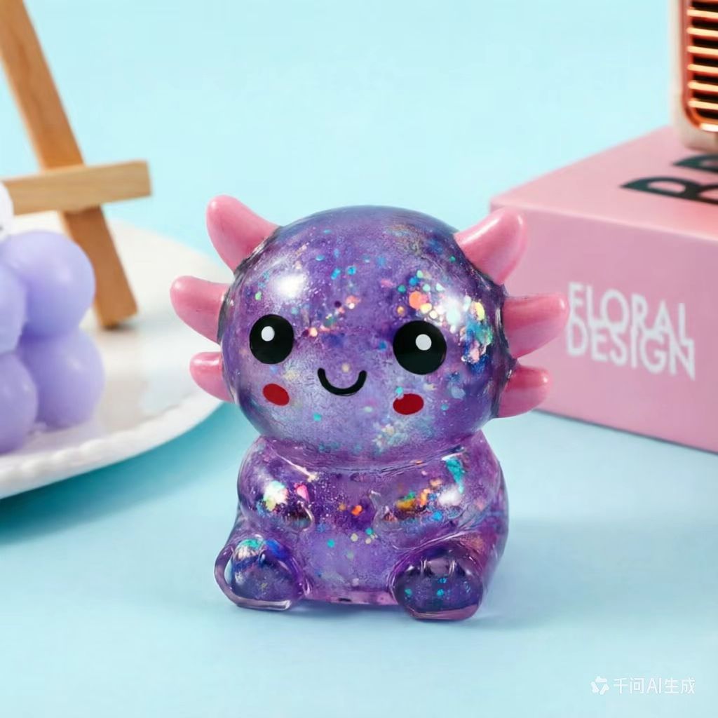 Sequin Axolotl Squishy Slow Rebound Stress Relief Toy