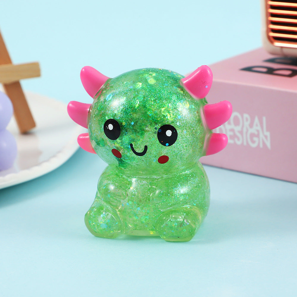Sequin Axolotl Squishy Slow Rebound Stress Relief Toy
