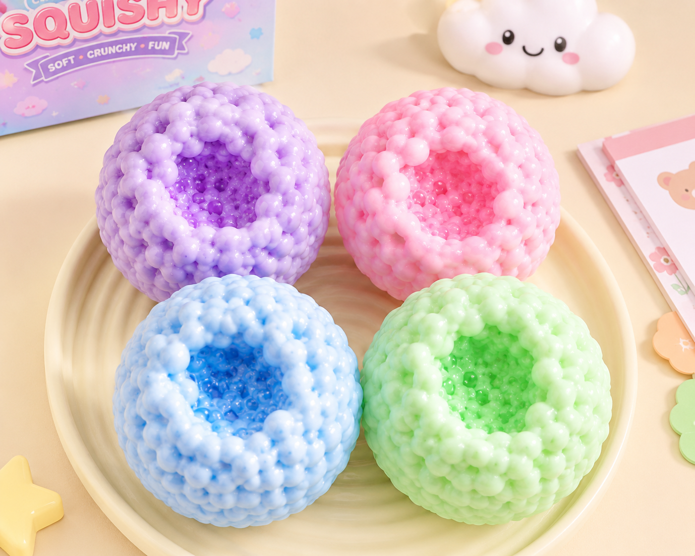 Crunchy Bead-Filled Squishy Ball – Sensory Squeeze Fidget Toy