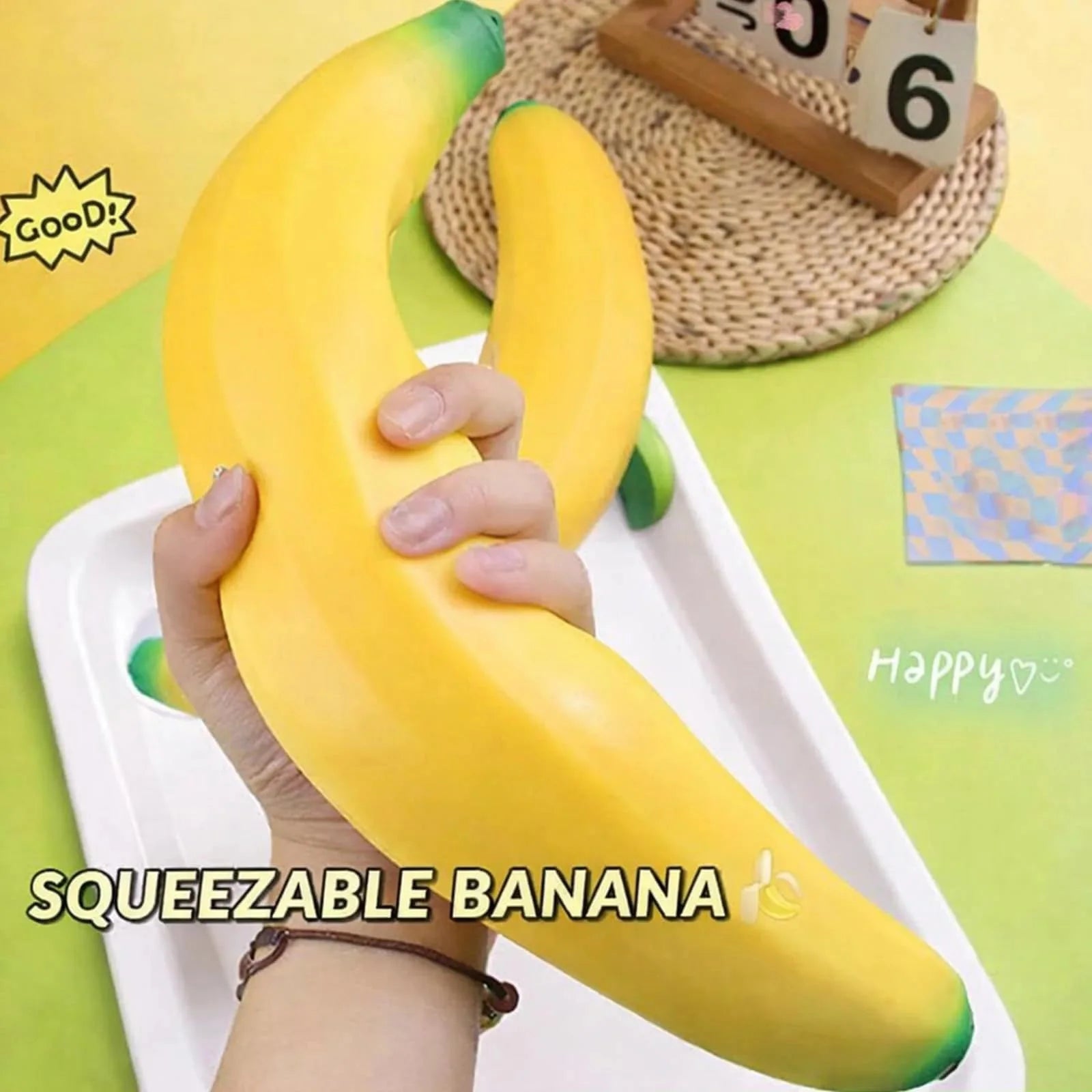 Jumbo Banana Squishy Rubber Toy Giant Realistic Fruit Stress Relief Slow Rising Sensory Fidget Made in Zhejiang for Kids Adults