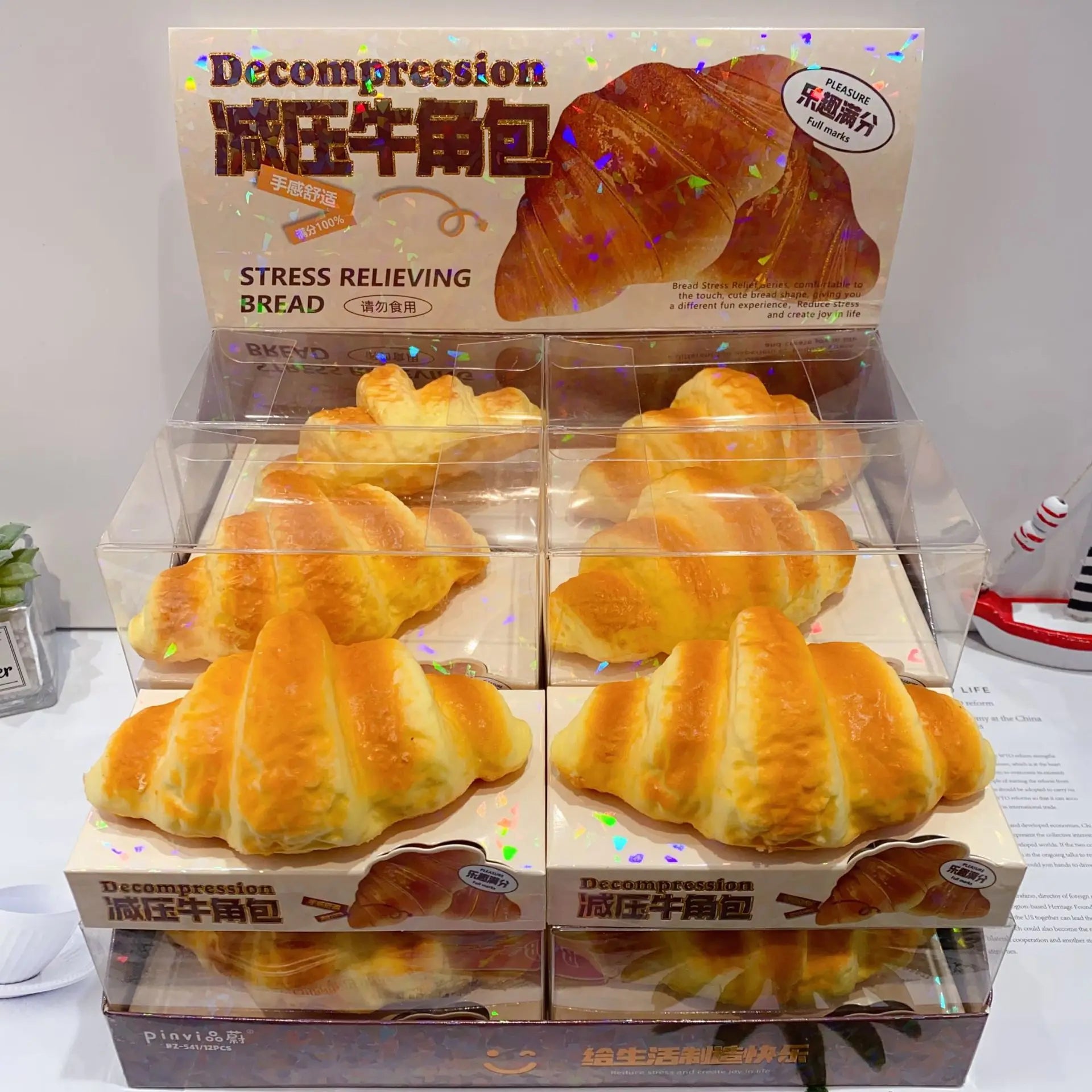 Slow Rising Croissant Squishy Toy (EVA) Realistic Bread Design Stress Relief & Sensory Fidget Toy for Kids & Adults