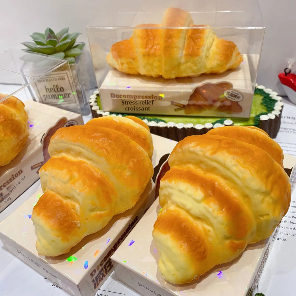 Slow Rising Croissant Squishy Toy (EVA) Realistic Bread Design Stress Relief & Sensory Fidget Toy for Kids & Adults