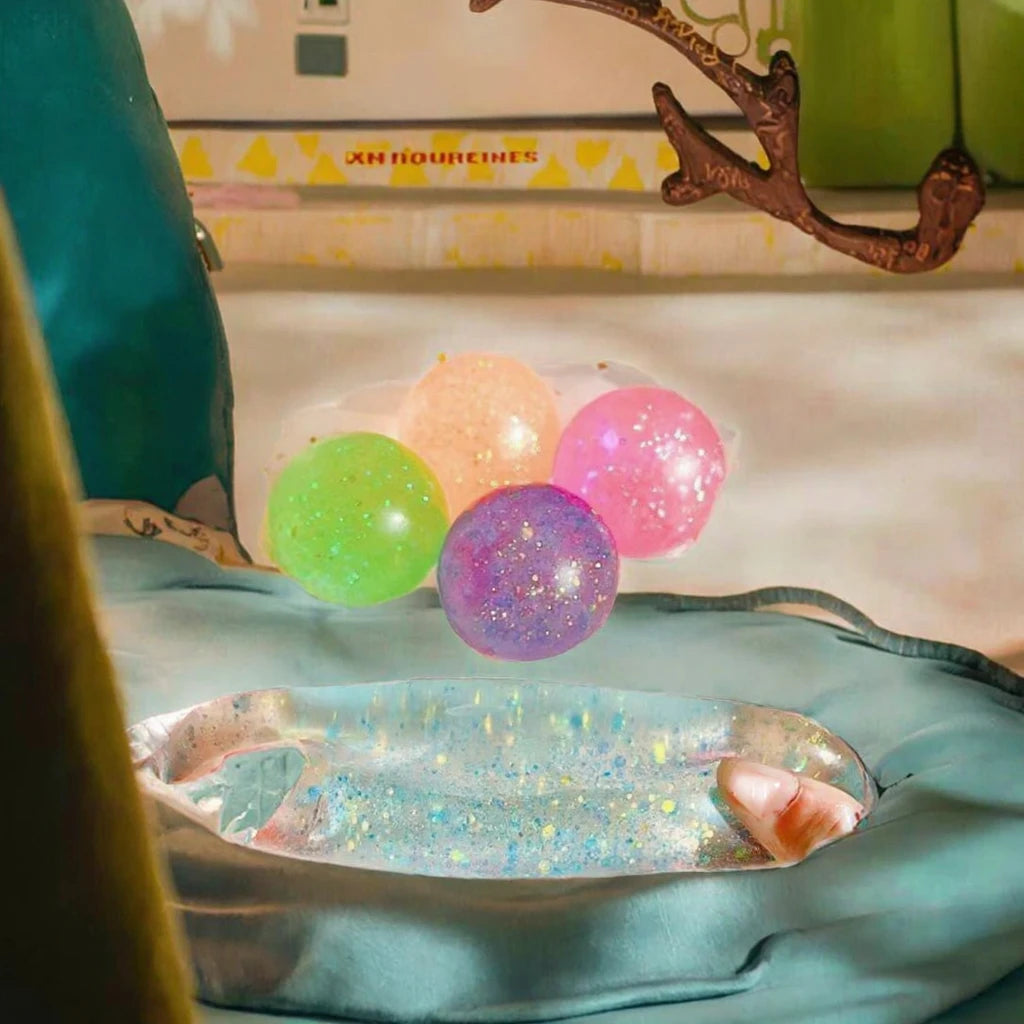 Boys 6CM Maltose Gold Glitter TPR Stress Ball Squishy Toy Pearlescent Aurora Slow Rebound Stress Relief Hanbao Toy 0-24 Months