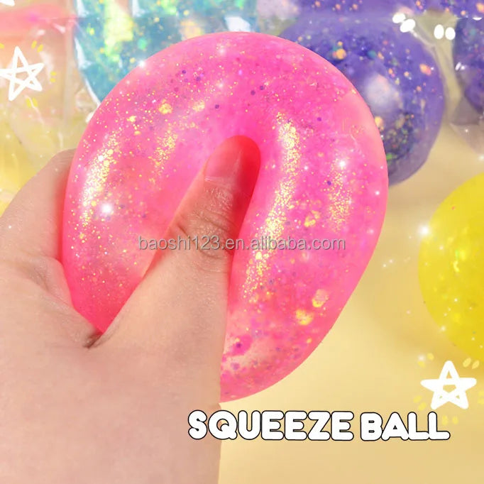 Boys 6CM Maltose Gold Glitter TPR Stress Ball Squishy Toy Pearlescent Aurora Slow Rebound Stress Relief Hanbao Toy 0-24 Months
