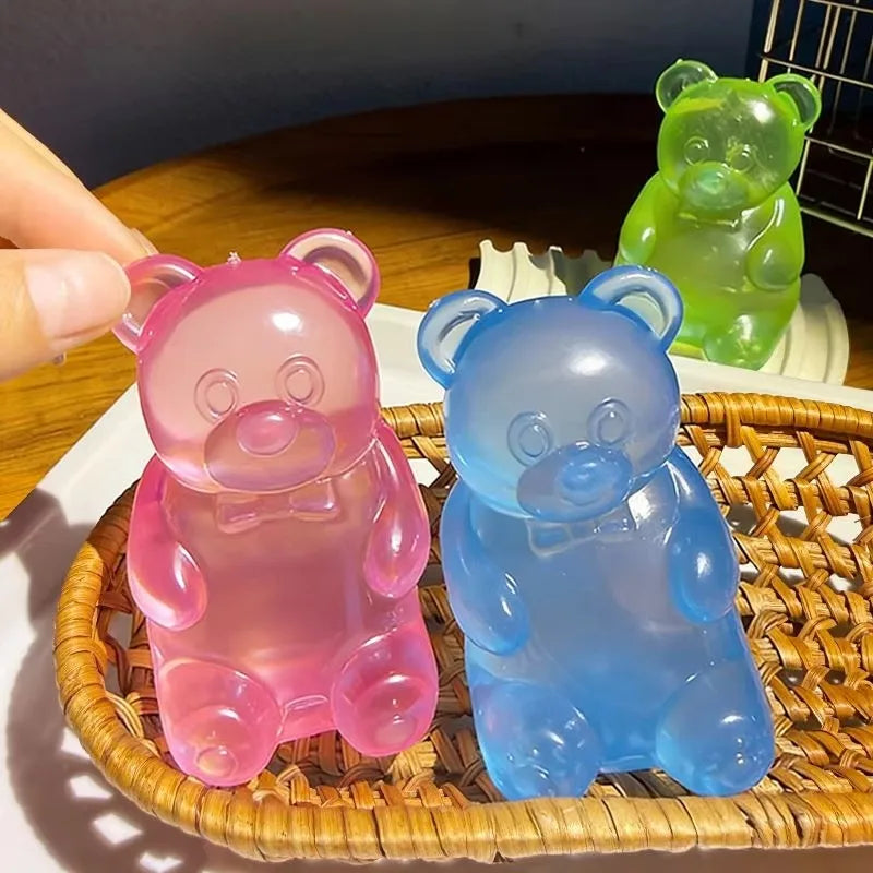 Maltose Stretchy Bear Squeeze Squishy Jelly Gummy Silicone TPE Unisex Age 14+ Stress Relief Toy for Kids and Adults
