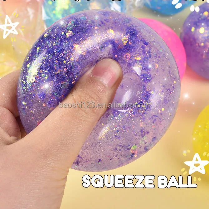 Boys 6CM Maltose Gold Glitter TPR Stress Ball Squishy Toy Pearlescent Aurora Slow Rebound Stress Relief Hanbao Toy 0-24 Months