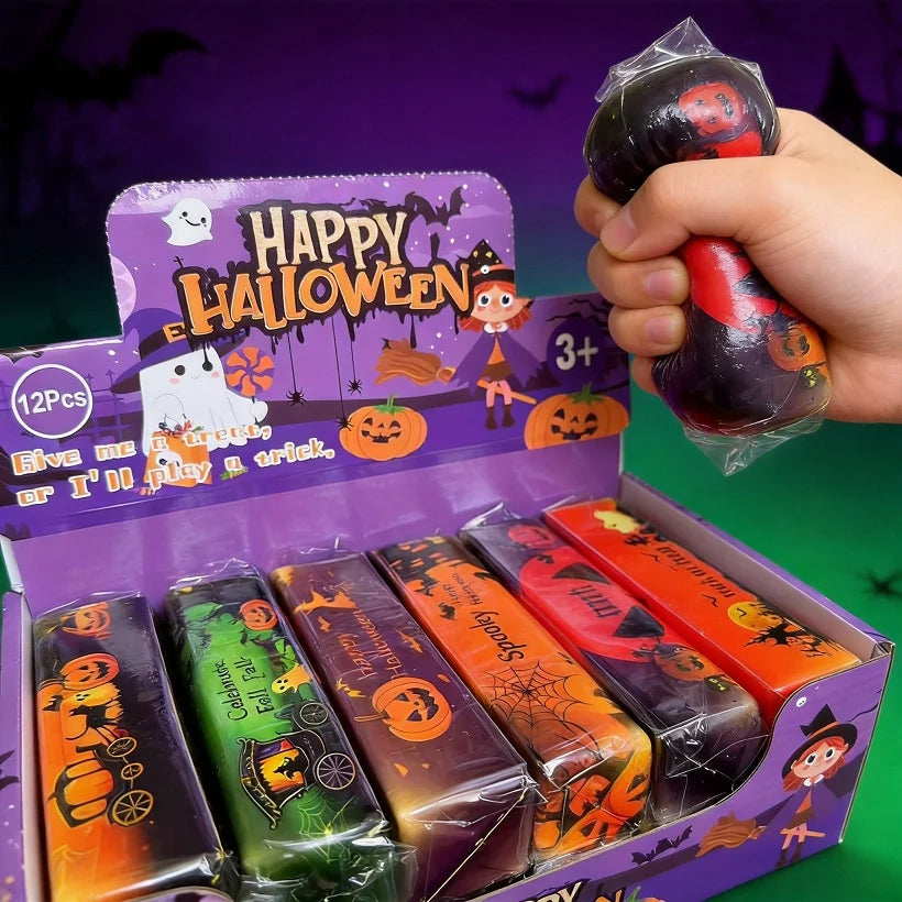 Halloween-themed PU Butter Stick Squishy Stress-relief Toy Slow-rebound Creative Cartoon Design Individually Packaged