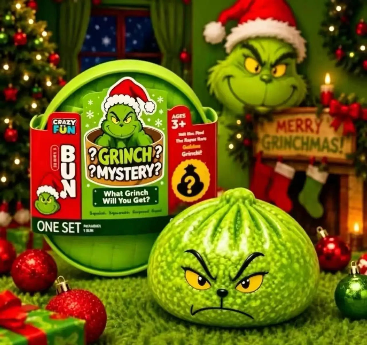 Christmas Edition Green Monster Grinch Baozi Stress Relief Squishy Toy Creative Simulation Venting Stress Relief Toy