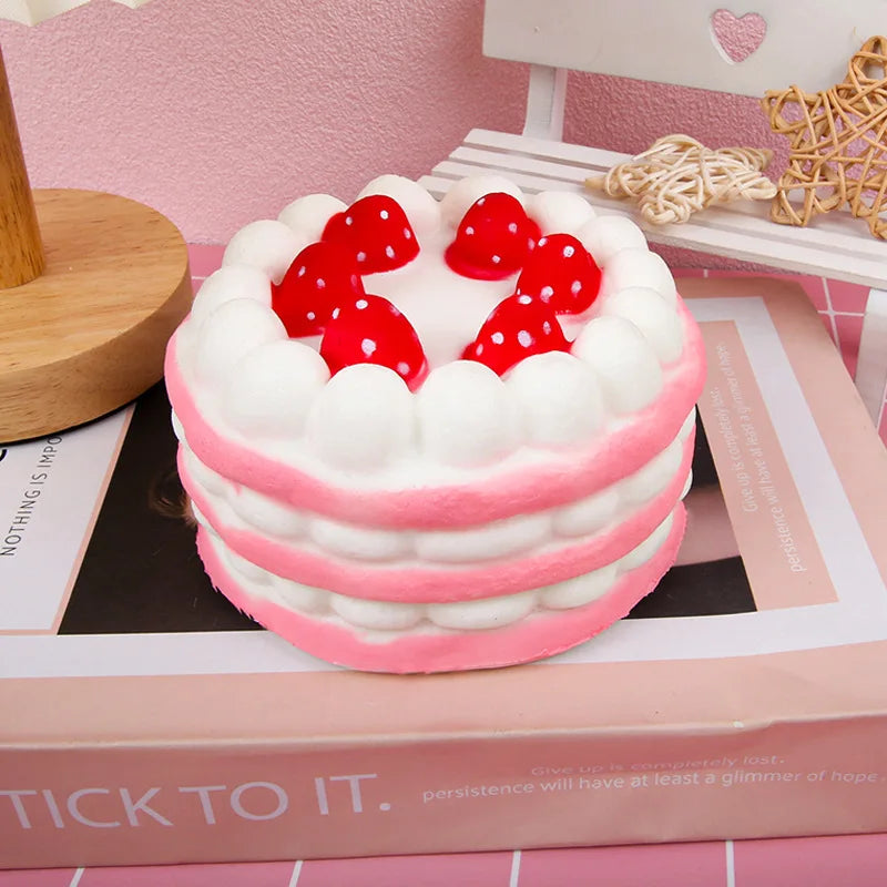 Large  Mousse Strawberry Cake Slow Rebound Ornament