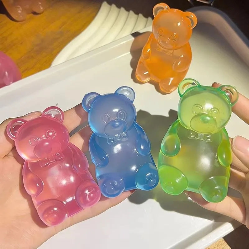 Maltose Stretchy Bear Squeeze Squishy Jelly Gummy Silicone TPE Unisex Age 14+ Stress Relief Toy for Kids and Adults