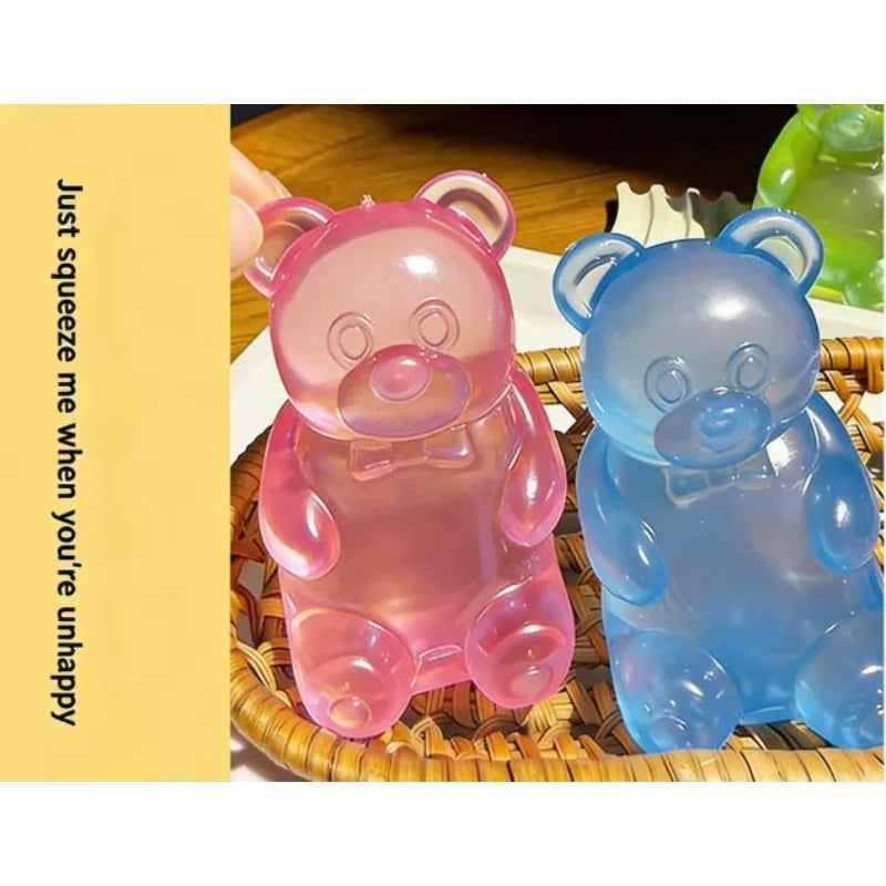 Maltose Stretchy Bear Squeeze Squishy Jelly Gummy Silicone TPE Unisex Age 14+ Stress Relief Toy for Kids and Adults