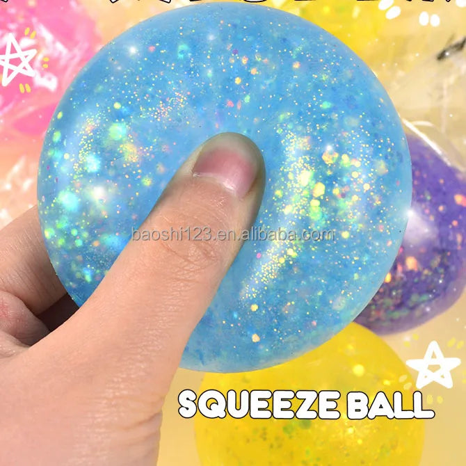 Boys 6CM Maltose Gold Glitter TPR Stress Ball Squishy Toy Pearlescent Aurora Slow Rebound Stress Relief Hanbao Toy 0-24 Months
