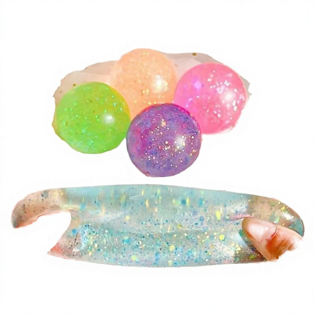 Boys 6CM Maltose Gold Glitter TPR Stress Ball Squishy Toy Pearlescent Aurora Slow Rebound Stress Relief Hanbao Toy 0-24 Months