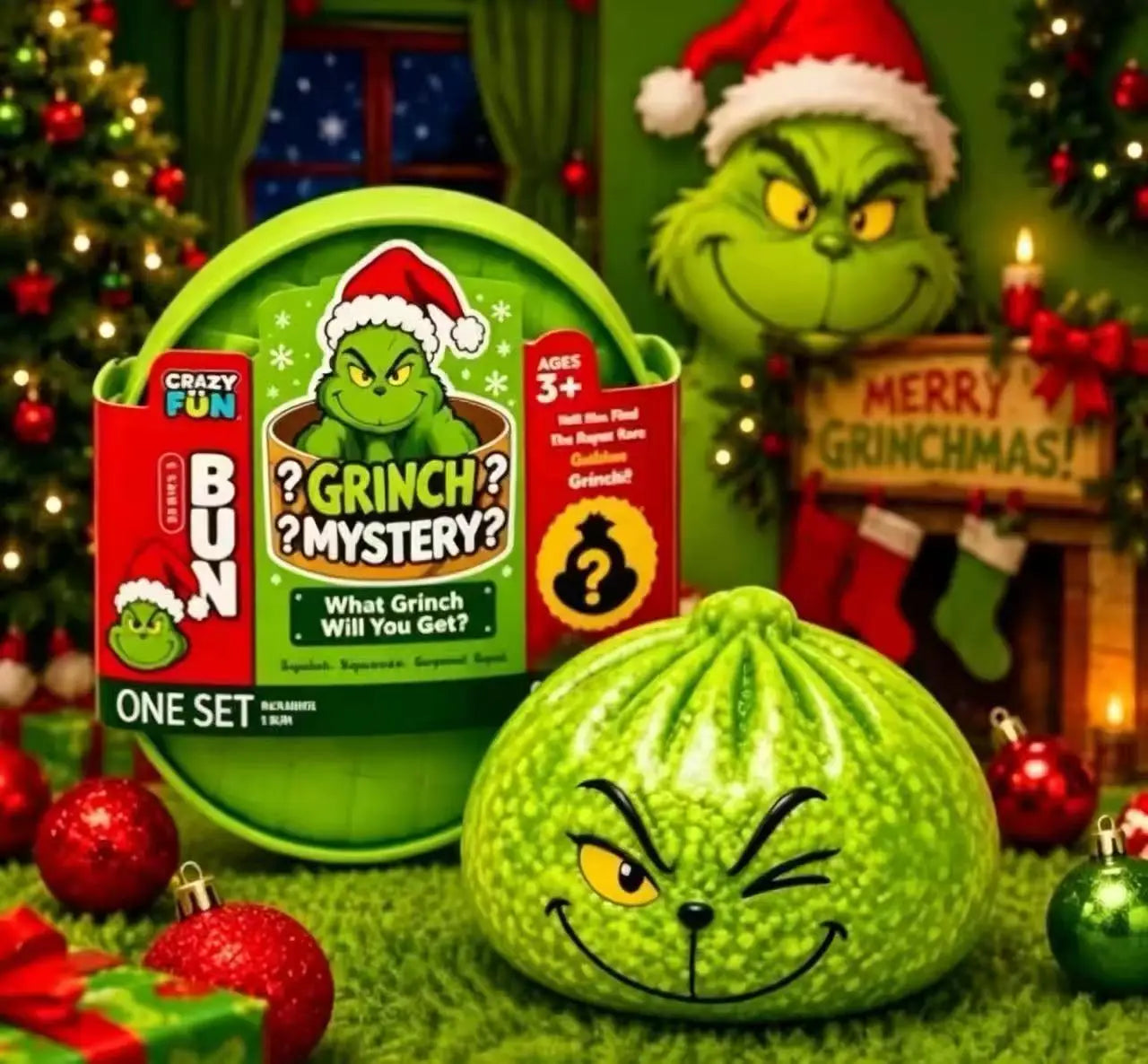 Christmas Edition Green Monster Grinch Baozi Stress Relief Squishy Toy Creative Simulation Venting Stress Relief Toy