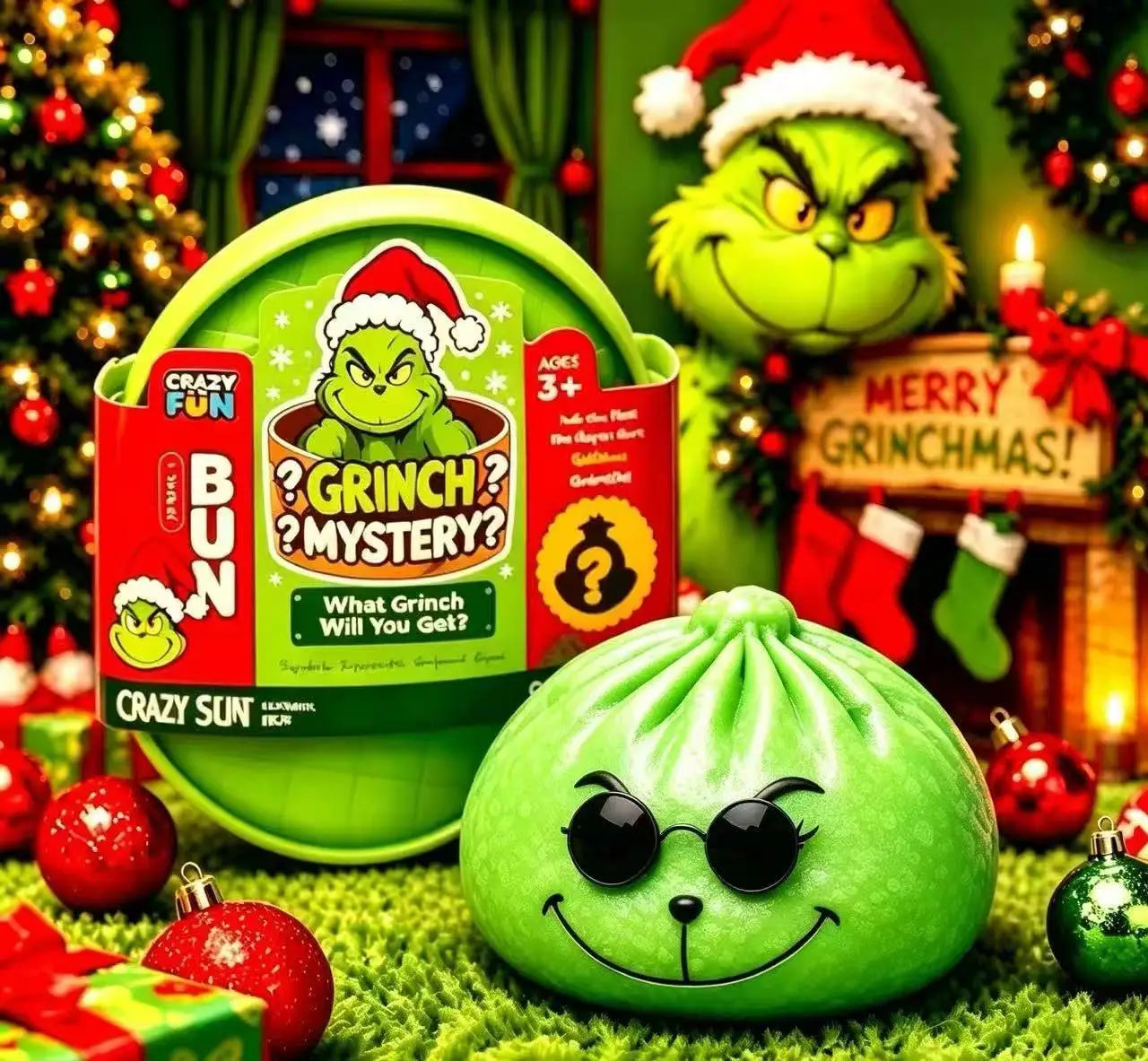 Christmas Edition Green Monster Grinch Baozi Stress Relief Squishy Toy Creative Simulation Venting Stress Relief Toy