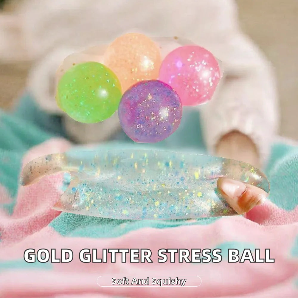 Boys 6CM Maltose Gold Glitter TPR Stress Ball Squishy Toy Pearlescent Aurora Slow Rebound Stress Relief Hanbao Toy 0-24 Months