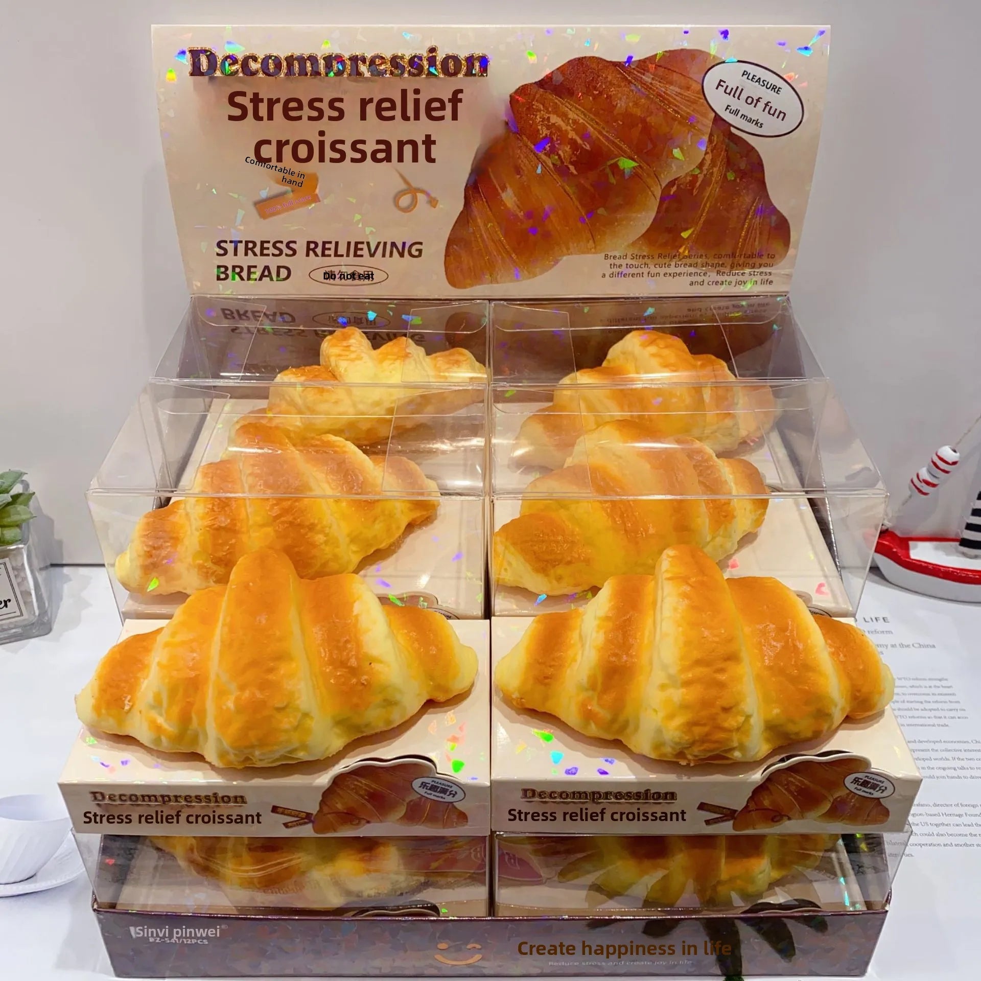Slow Rising Croissant Squishy Toy (EVA) Realistic Bread Design Stress Relief & Sensory Fidget Toy for Kids & Adults
