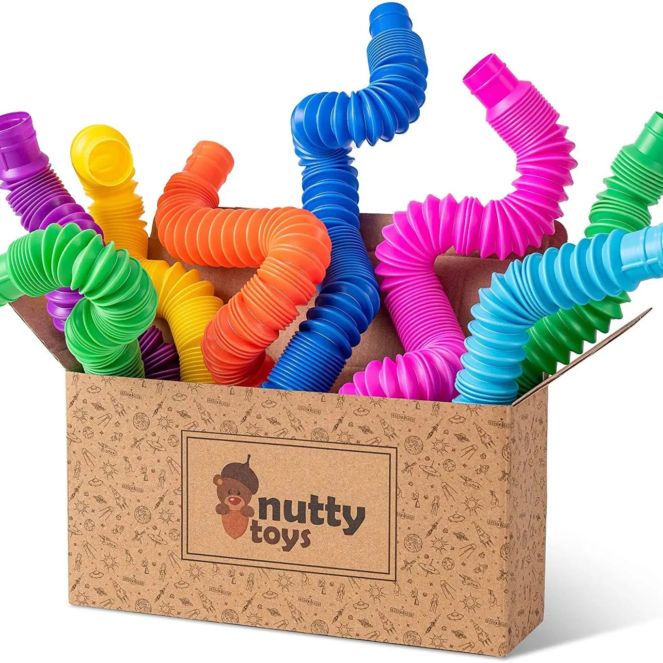 4 Pack Mini Pop Tube Sensory Fidget Toy Colorful Heavy-Duty  for Construction Building Educational Toys for Stress Autism ADHD
