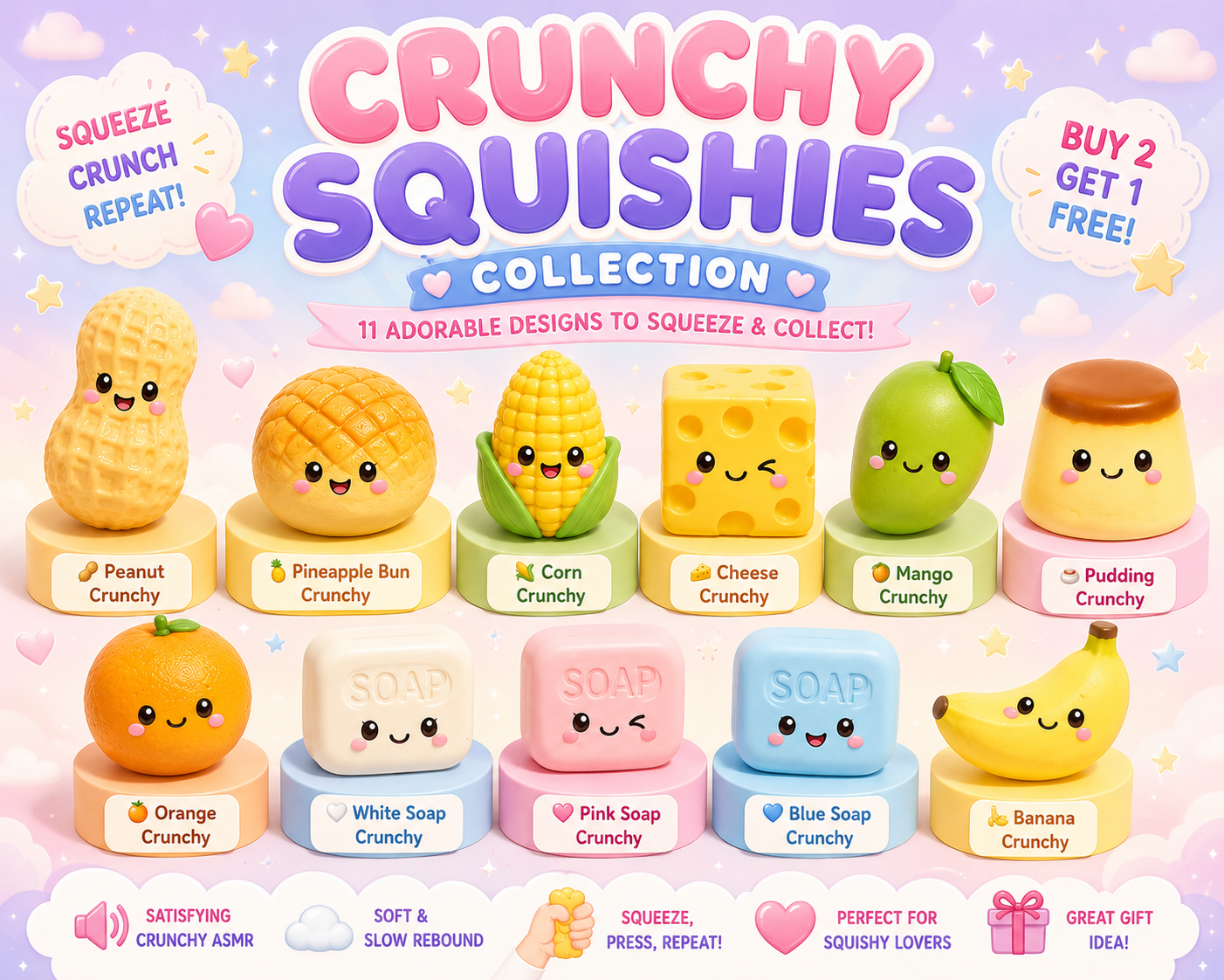Crunchy Squishies – ASMR Slow Rebound Sensory Toys