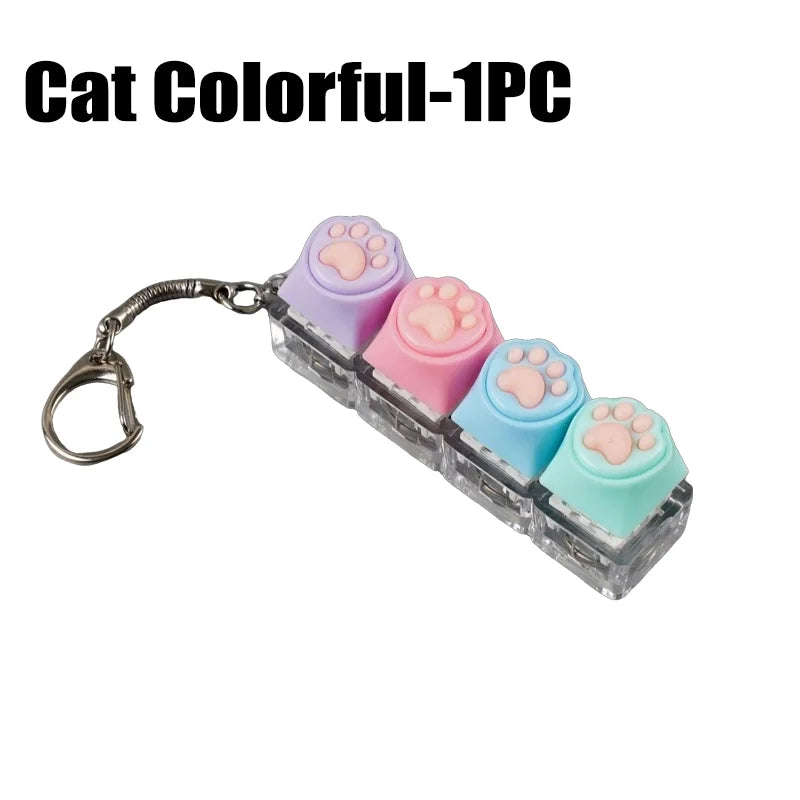 LED Light Keyboard Keychain Fidget Toy Clickable Button Stress Relief Portable Desk Accessory Office Decor Gift  Anxiety Relief