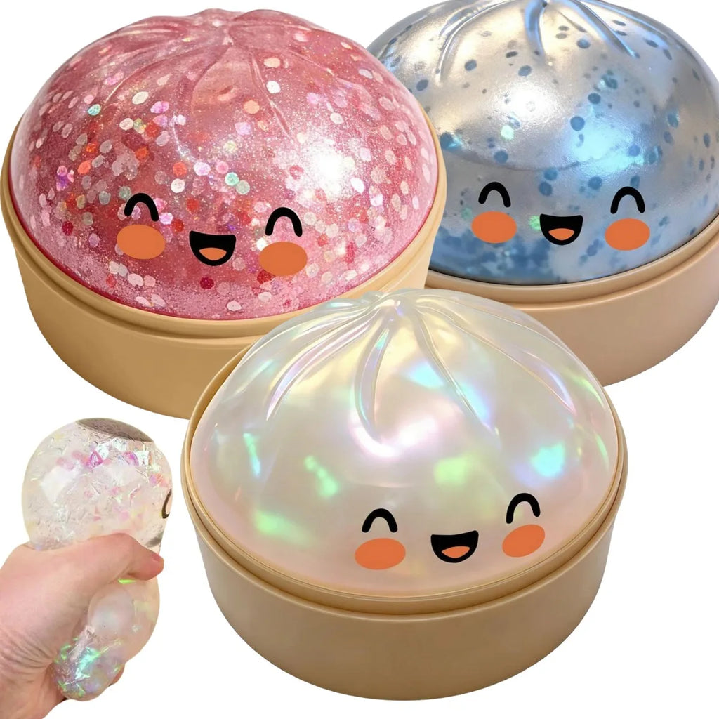 Premium Squishy Steamed Bun Dumpling Toy Slow Rising Glitter Stress Relief Ball Soft Stretchy Fidget Desk Toy Home Office Decor