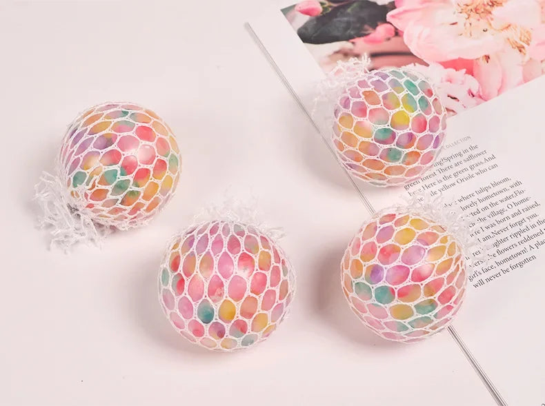Rainbow Sensory Stress Relief Ball Squishy 3D Fidget Toys for Adults Kids Anti-Anxiety Silent Non-Toxic Toy for Office Classroom