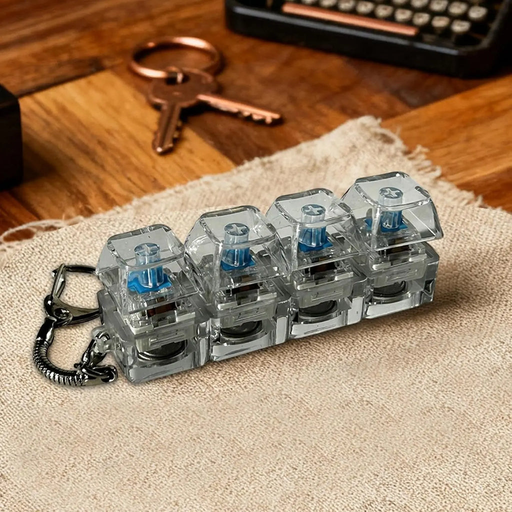 LED Light Keyboard Keychain Fidget Toy Clickable Button Stress Relief Portable Desk Accessory Office Decor Gift  Anxiety Relief