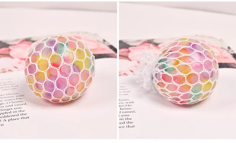 Rainbow Sensory Stress Relief Ball Squishy 3D Fidget Toys for Adults Kids Anti-Anxiety Silent Non-Toxic Toy for Office Classroom