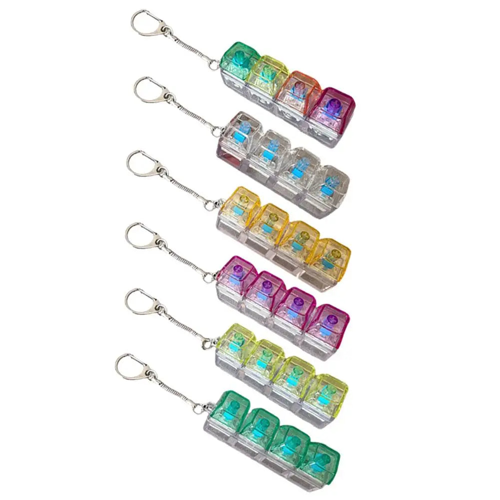 Keyboard Fidget Toys LED Crystal Keycap Keychain Stress Relief Fingertip Gadget Decompression Toys Clicker Fidget Toy