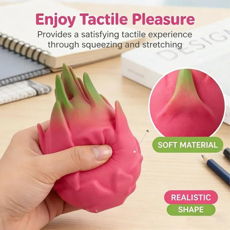 Dragon Fruit/Peach/Orange/Durian/Mango/Banana /Strawberry Squishy, Soft Squeeze Stress Relief Fidget Toy for Office Home