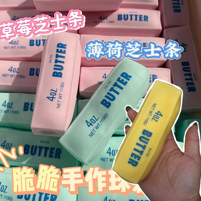 Crunchy Butter Stick Squishy Stress Ball Fidget Toy Squeeze Toy Round Blocks Filled ASMR Anti Stress Release Hand Relax Gift Toy