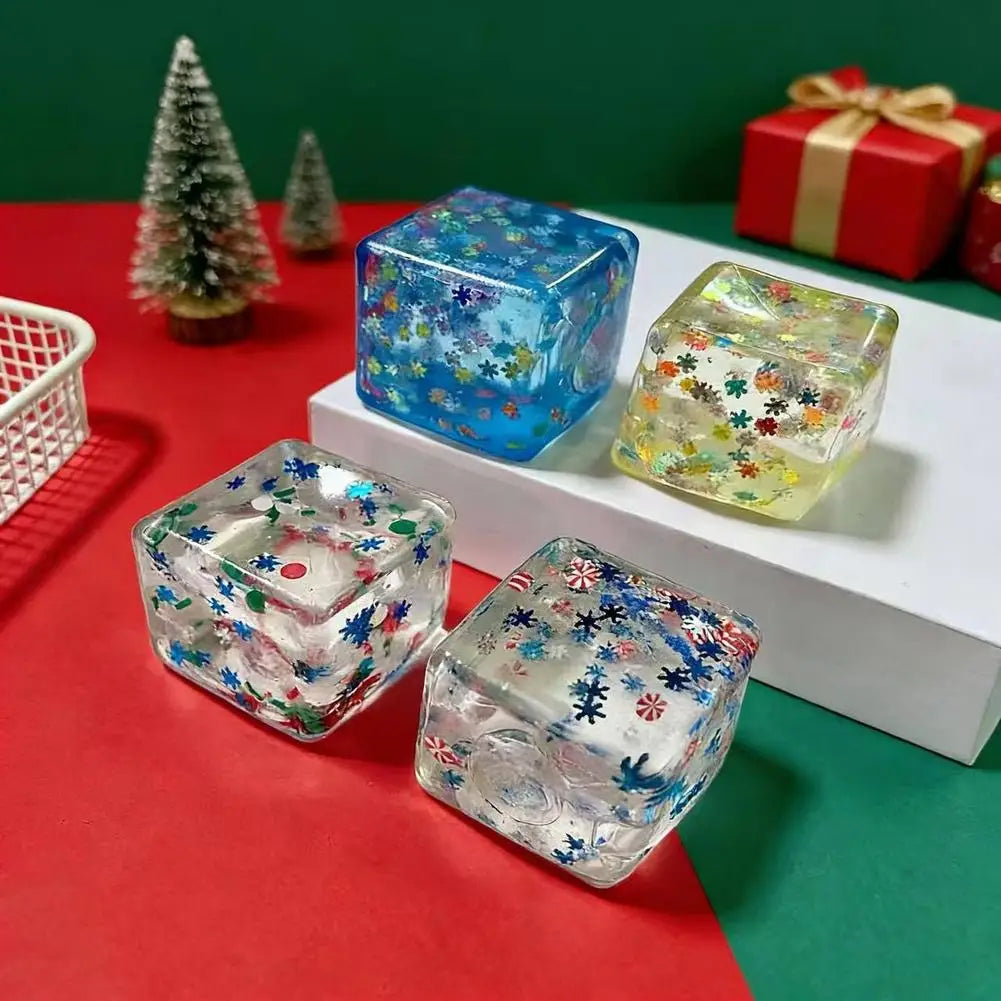 Christmas Maltose  Ice cubes Squeezable Gaint Squishy Sensory Stress Ball, Novelty Anxiety Relief Fidget Toy for Adults & Desk