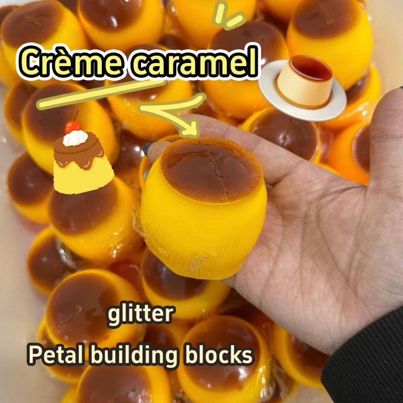 Pudding-shaped Squeeze Ball Caramel Crunchy Handmade Squishy Portable Diy Fidget Accessory For Stress Relief & Cute Desk Play