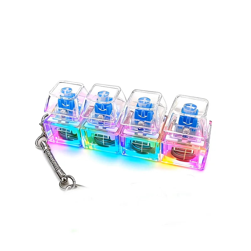 LED Light Keyboard Keychain Fidget Toy Clickable Button Stress Relief Portable Desk Accessory Office Decor Gift  Anxiety Relief