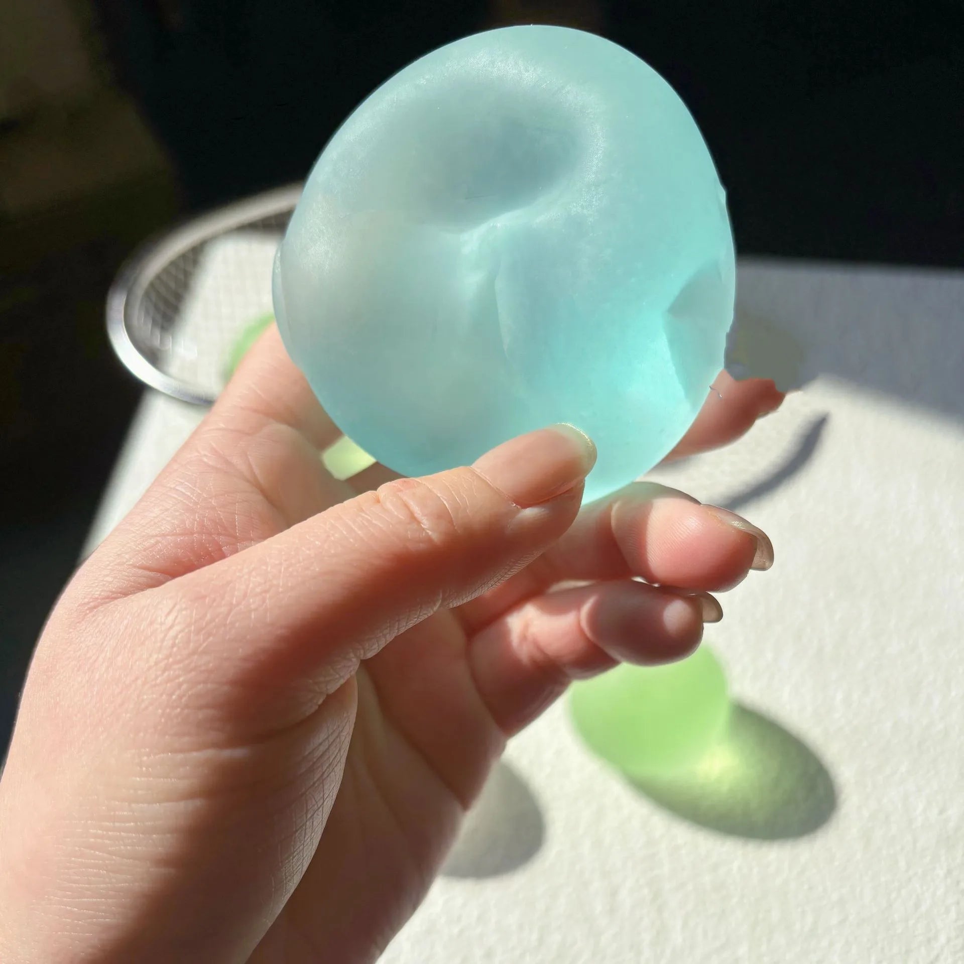 Blue Maltose Squishy Toys Anti Stress Sensory Fidgets Toy Soft Simulated Transparent Blue Maltose Slow-rebound Decompression Toy