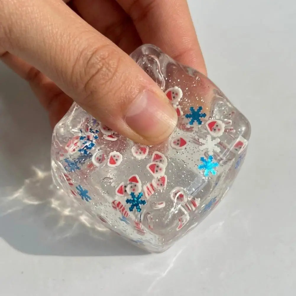 Christmas Maltose  Ice cubes Squeezable Gaint Squishy Sensory Stress Ball, Novelty Anxiety Relief Fidget Toy for Adults & Desk