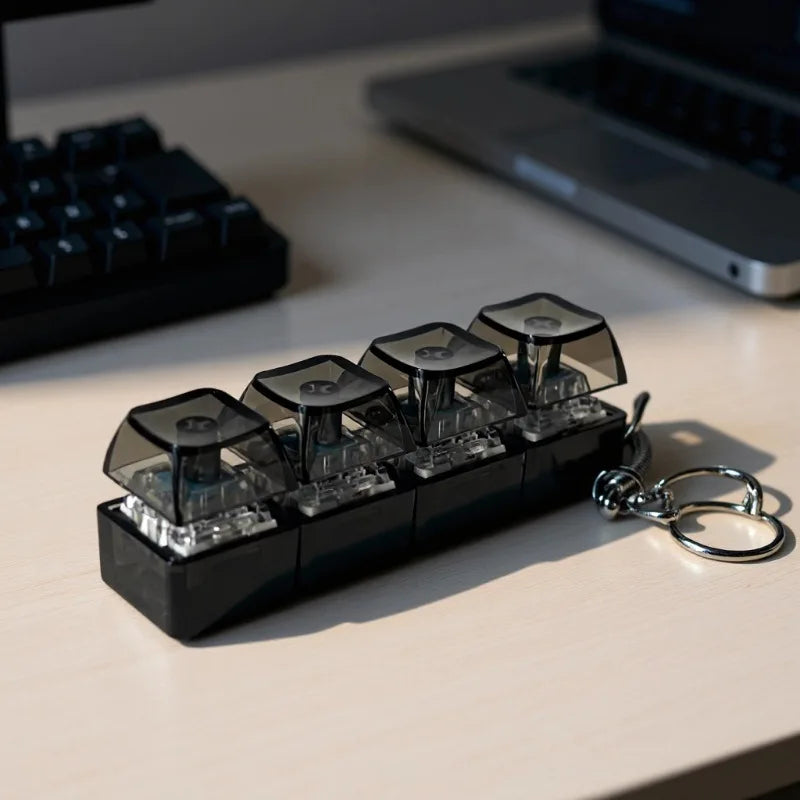 LED Light Keyboard Keychain Fidget Toy Clickable Button Stress Relief Portable Desk Accessory Office Decor Gift  Anxiety Relief