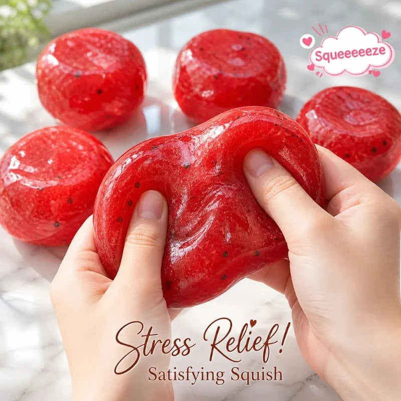 Hot Sale Squishy Handmade Watermelon Slush Toy Soft, Slow-Rebound Stress Relief Squeezy Toy Realistic Fruit Model Adult Gift