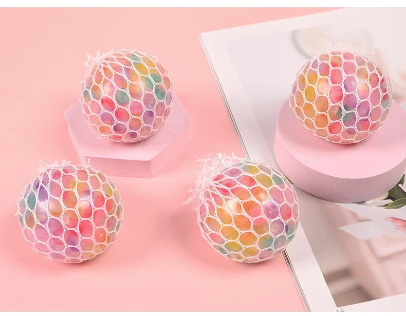 Rainbow Sensory Stress Relief Ball Squishy 3D Fidget Toys for Adults Kids Anti-Anxiety Silent Non-Toxic Toy for Office Classroom