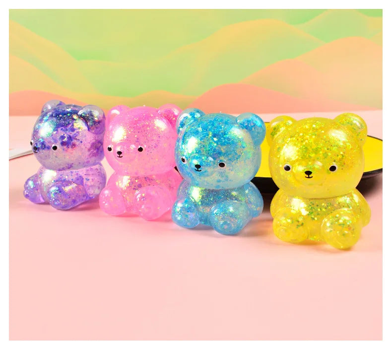 Fidget Bear Toy Squishys Glitter Gummy Bear Small Cute Animal Anti Stress Fidget Splat Decompressions Vent Squeeze Toys