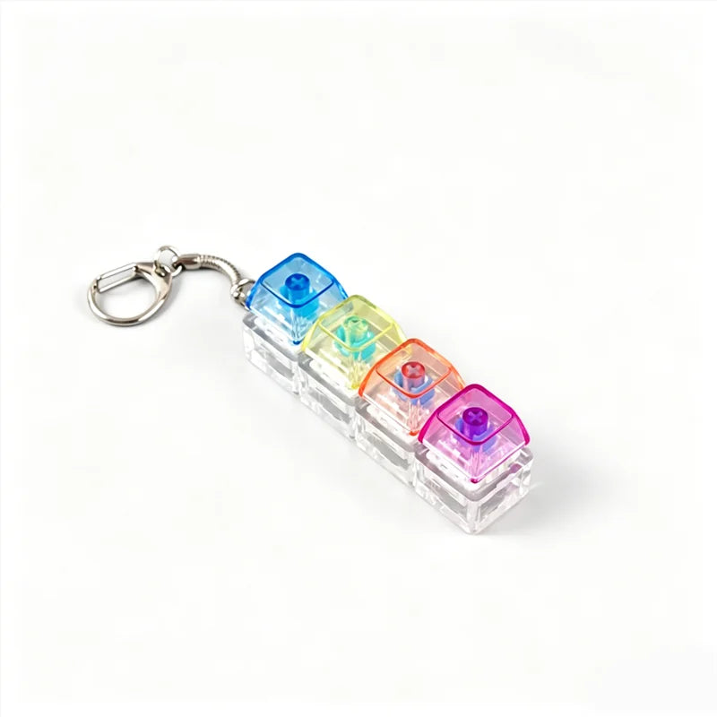 LED Light Keyboard Keychain Fidget Toy Clickable Button Stress Relief Portable Desk Accessory Office Decor Gift  Anxiety Relief