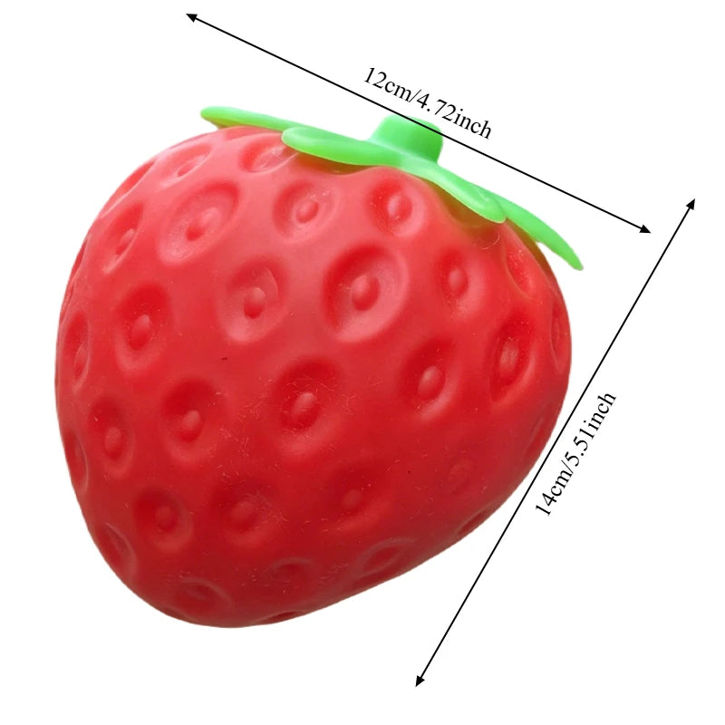 Jumbo Strawberry Fruit Squishy Toy Slow Rising Stretchable Venting Ball Squeeze Anti-Anxiety Sensory Fidget Toy for Adults Gifts