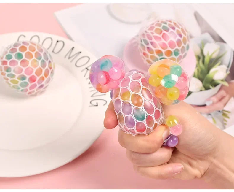 Rainbow Sensory Stress Relief Ball Squishy 3D Fidget Toys for Adults Kids Anti-Anxiety Silent Non-Toxic Toy for Office Classroom