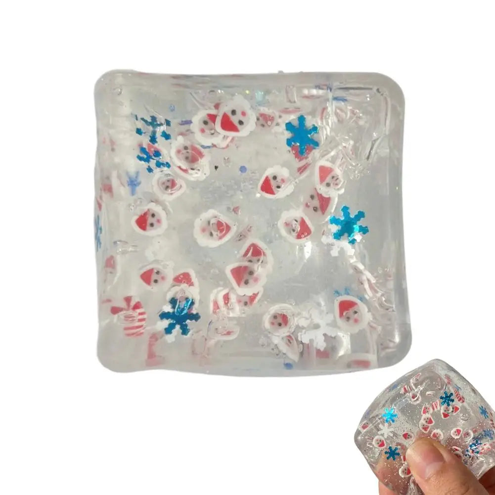 Christmas Maltose  Ice cubes Squeezable Gaint Squishy Sensory Stress Ball, Novelty Anxiety Relief Fidget Toy for Adults & Desk
