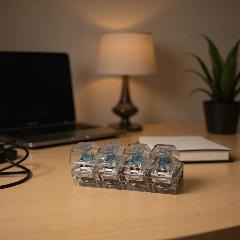 LED Light Keyboard Keychain Fidget Toy Clickable Button Stress Relief Portable Desk Accessory Office Decor Gift  Anxiety Relief
