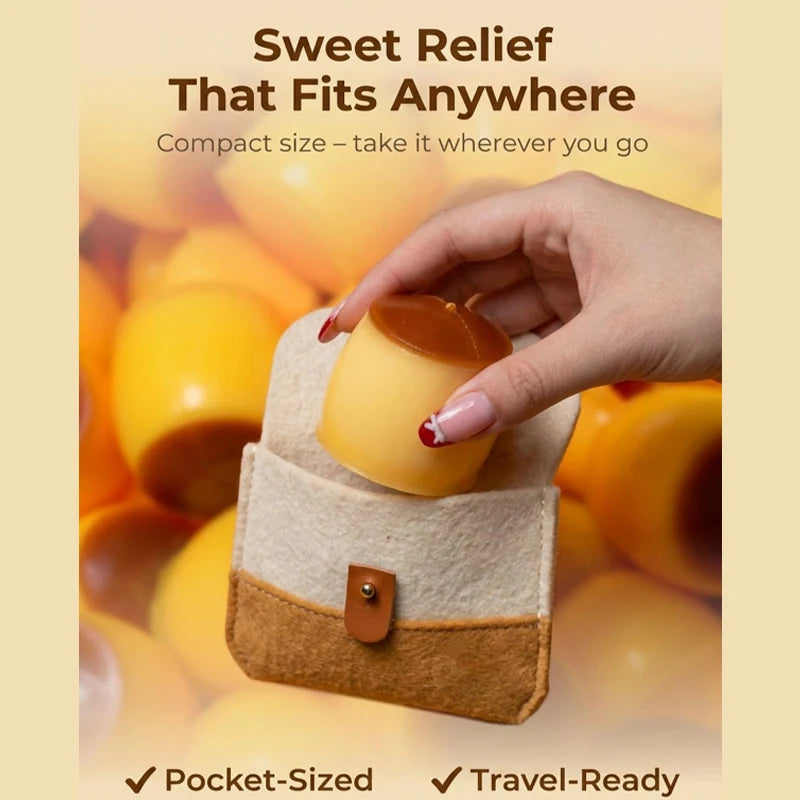 Pudding-shaped Squeeze Ball Caramel Crunchy Handmade Squishy Portable Diy Fidget Accessory For Stress Relief & Cute Desk Play