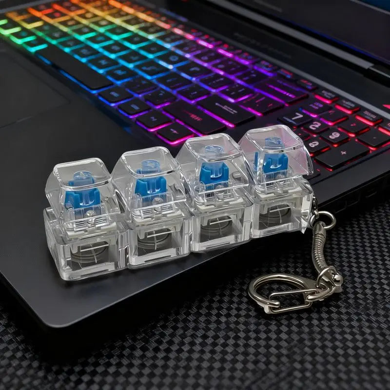 LED Light Keyboard Keychain Fidget Toy Clickable Button Stress Relief Portable Desk Accessory Office Decor Gift  Anxiety Relief
