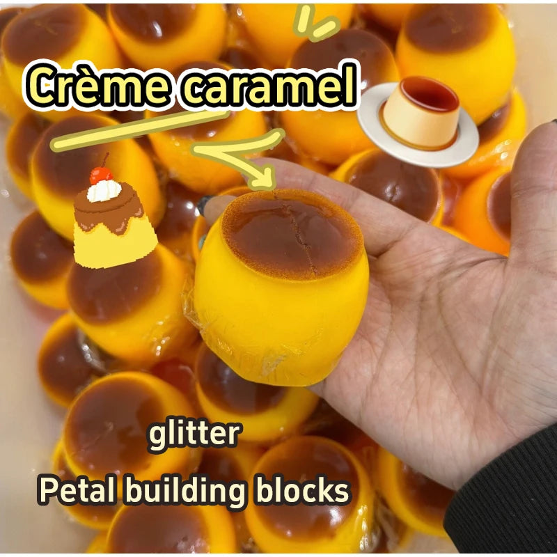 Pudding-shaped Squeeze Ball Caramel Crunchy Handmade Squishy Portable Diy Fidget Accessory For Stress Relief & Cute Desk Play